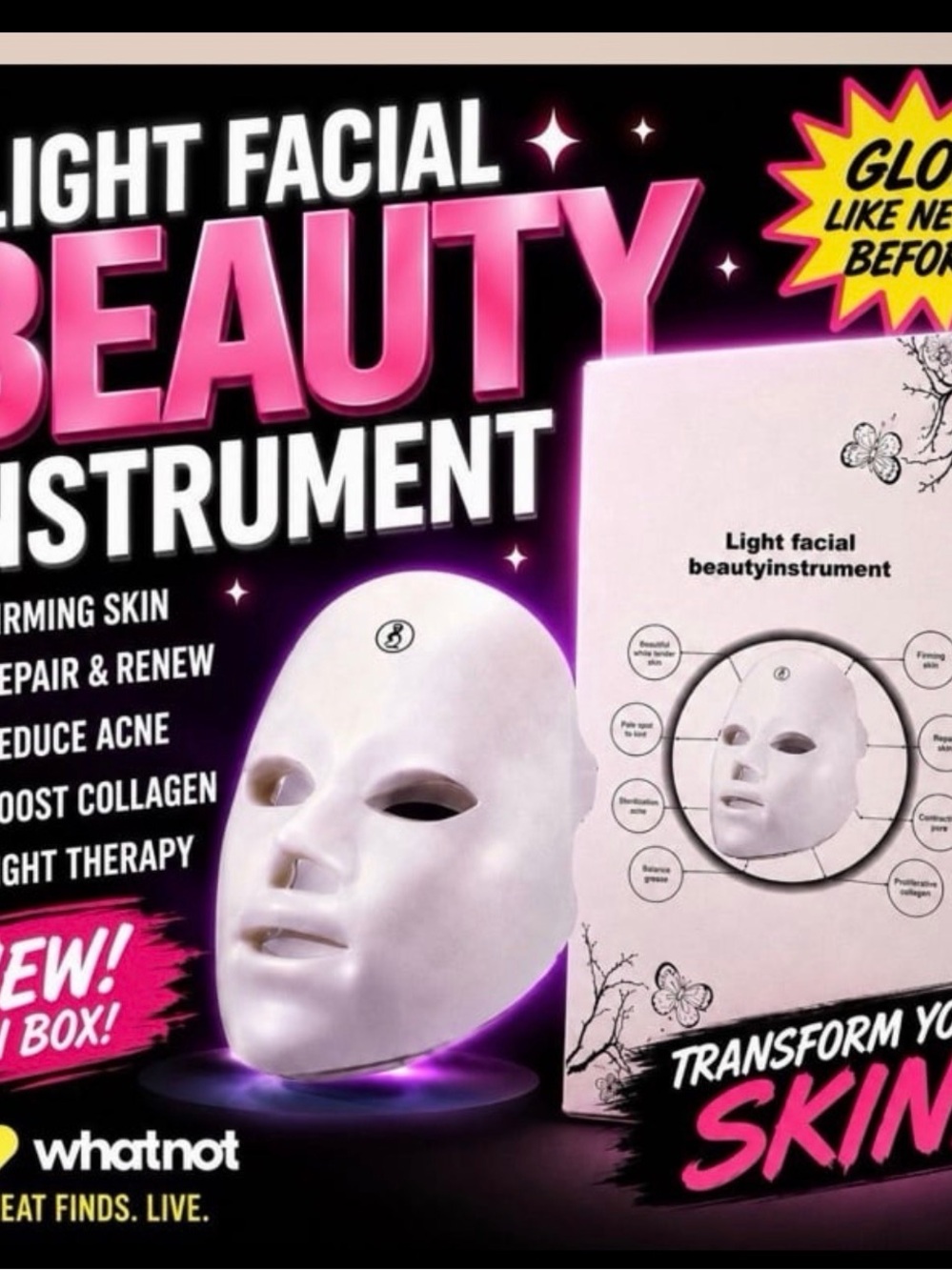Korean Beauty LED Red Light Therapy Mask New